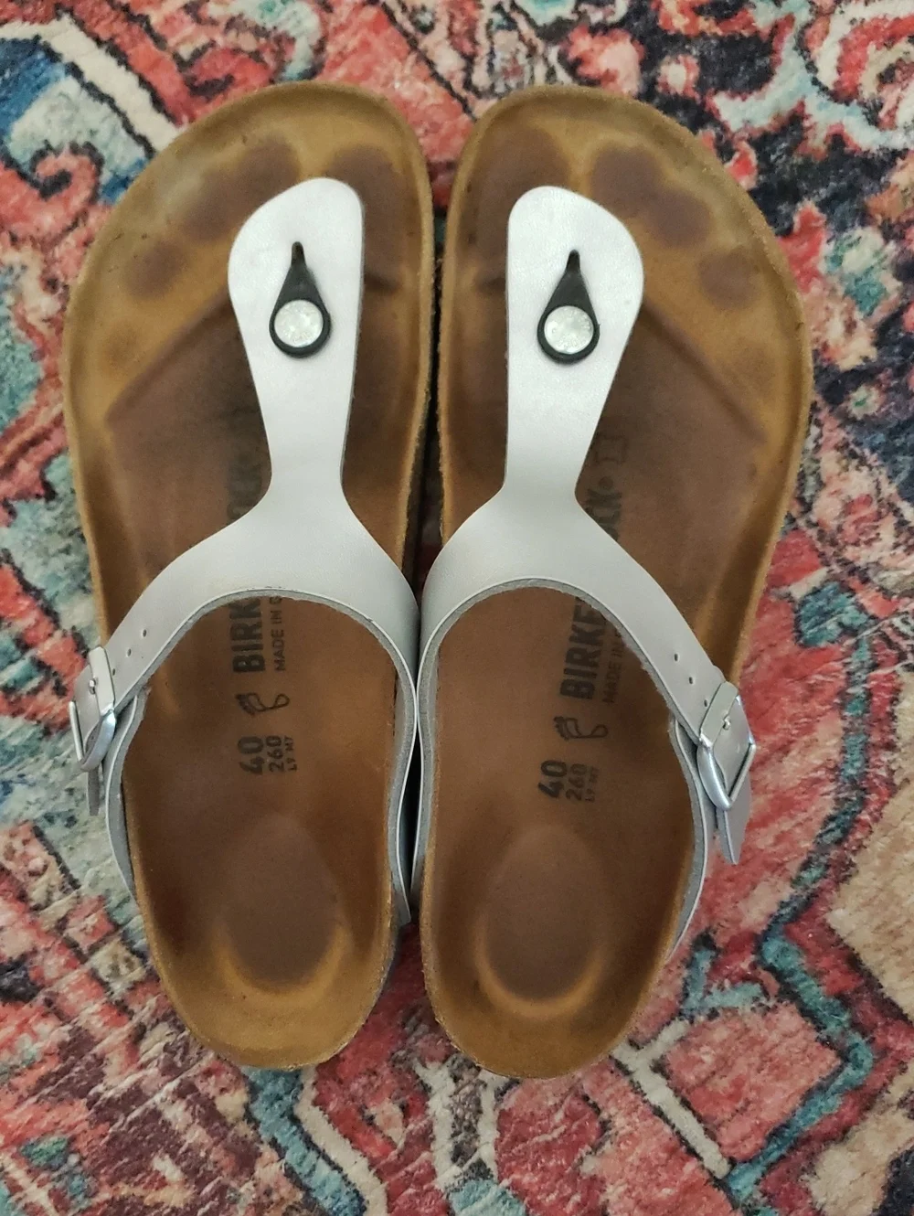 Birkenstock Silver Gizeh Thong Sandals - Women